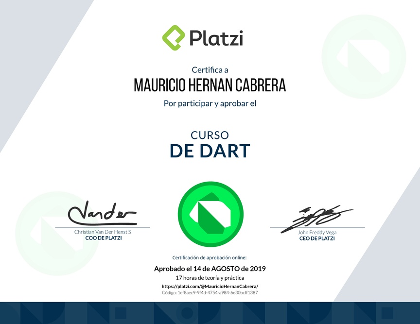 Diploma del Curso de Dart