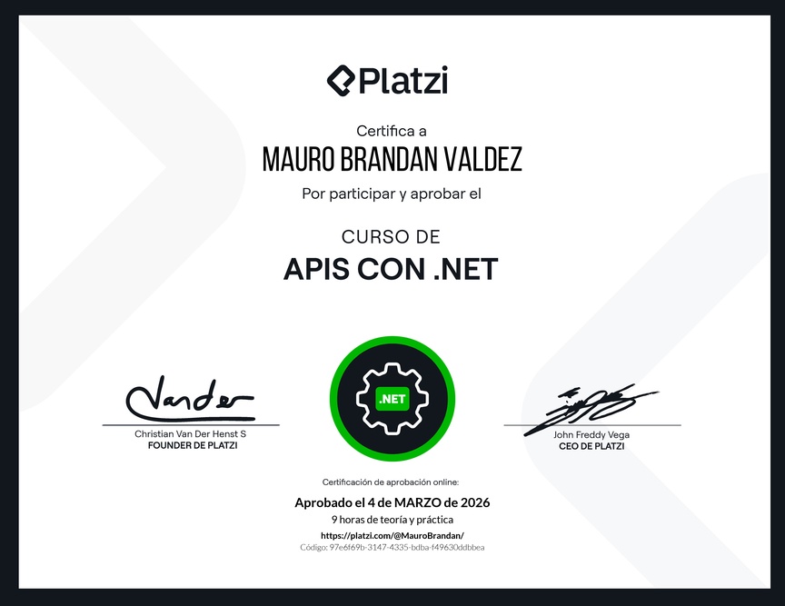 Diploma del Curso de APIs con .NET