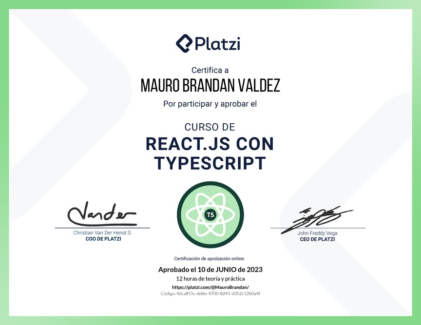 Diploma del Curso de React.js con TypeScript