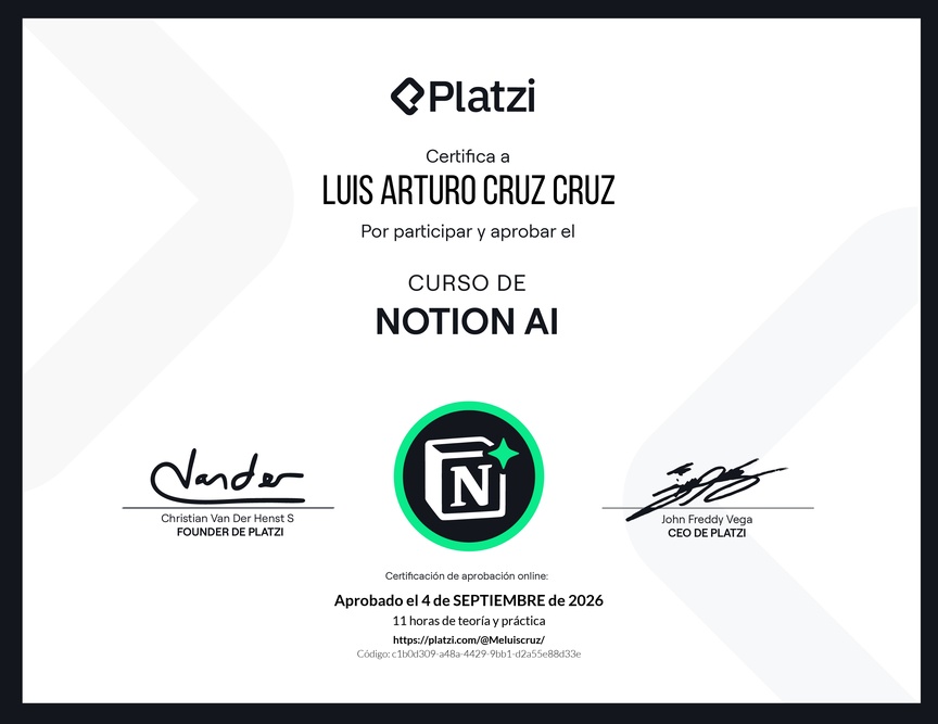 Diploma del Curso de Notion AI