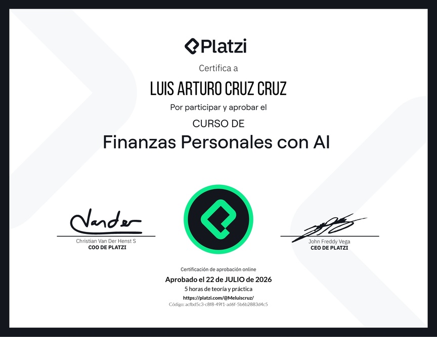 Diploma del Curso de Finanzas Personales con Inteligencia Artificial