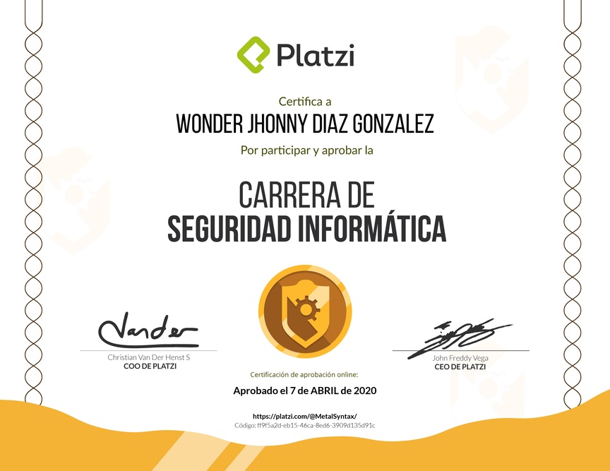 Diploma de la Ruta de Aprendizaje de Seguridad Informática