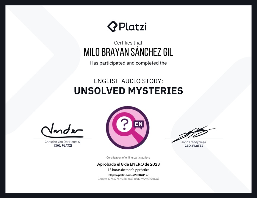 Diploma de Audio Historia en Inglés: Misterios sin Resolver