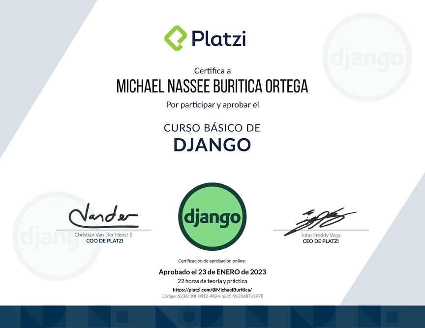 Diploma del Curso Básico de Django