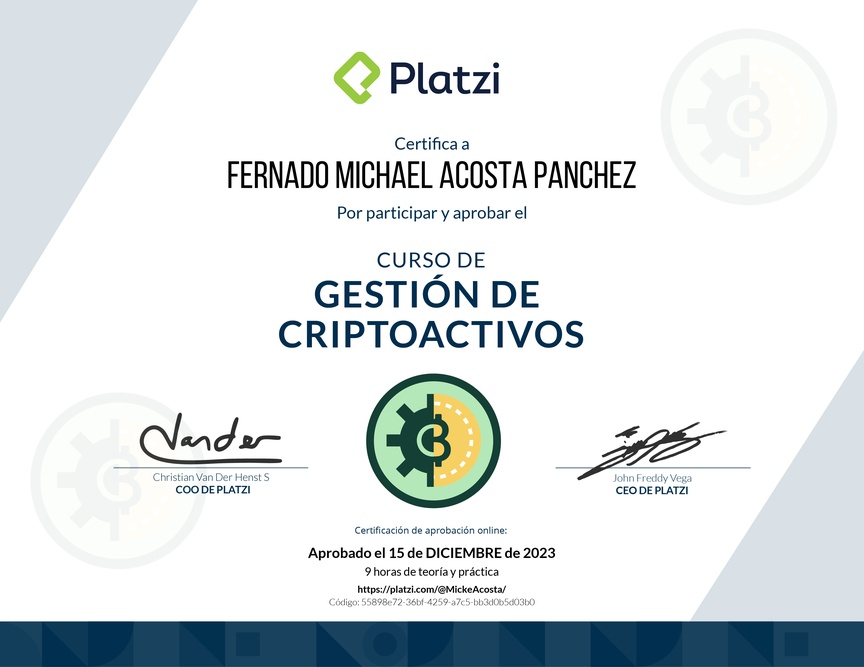 Diploma del Curso de Gestión de Criptoactivos