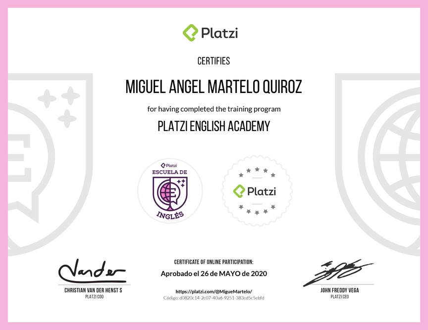 Diploma de la Ruta de Aprendizaje de English Learning