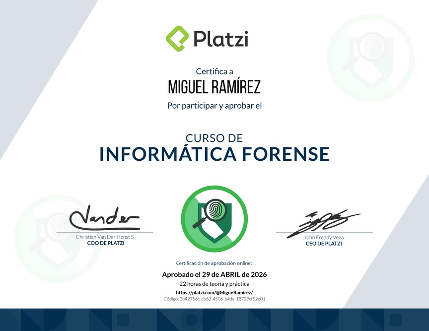 Diploma del Curso de Informática Forense