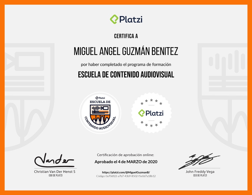 Diploma de la Ruta de Aprendizaje de Contenido Audiovisual