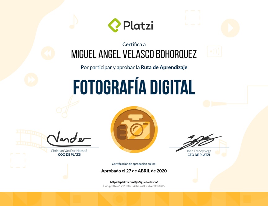 Diploma de la Ruta de Aprendizaje de Fotografía Digital