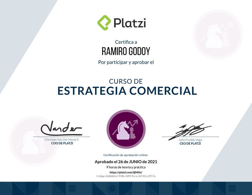 Diploma del Curso de Estrategia Comercial (2018)
