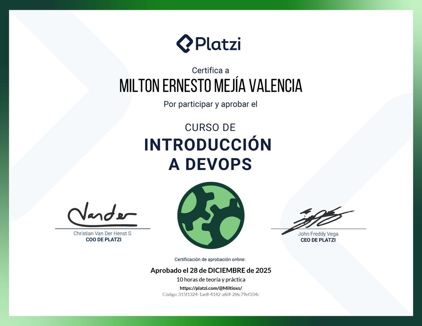 Diploma del Curso de Introducción a DevOps