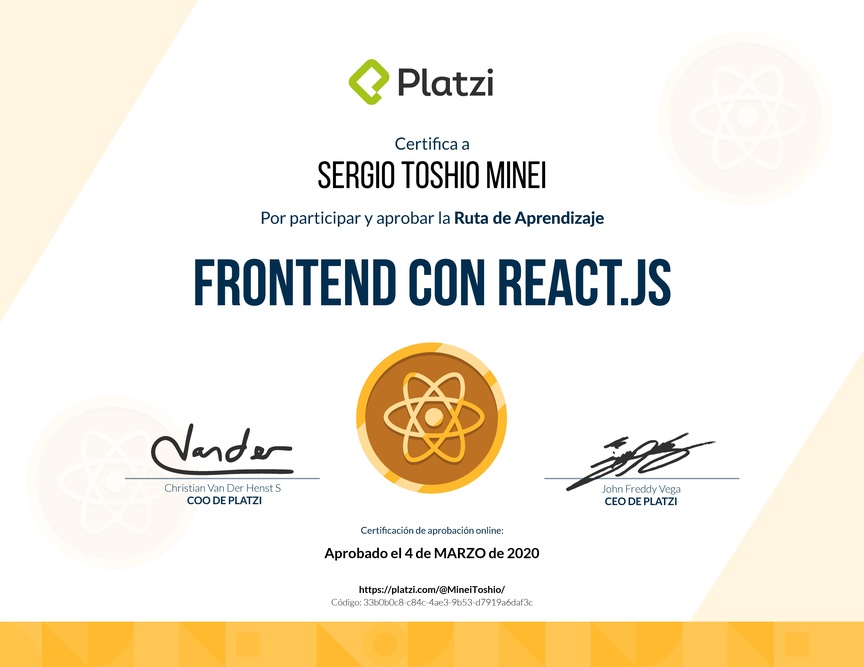 Diploma de la Ruta de Aprendizaje de Frontend a profundidad con React.js