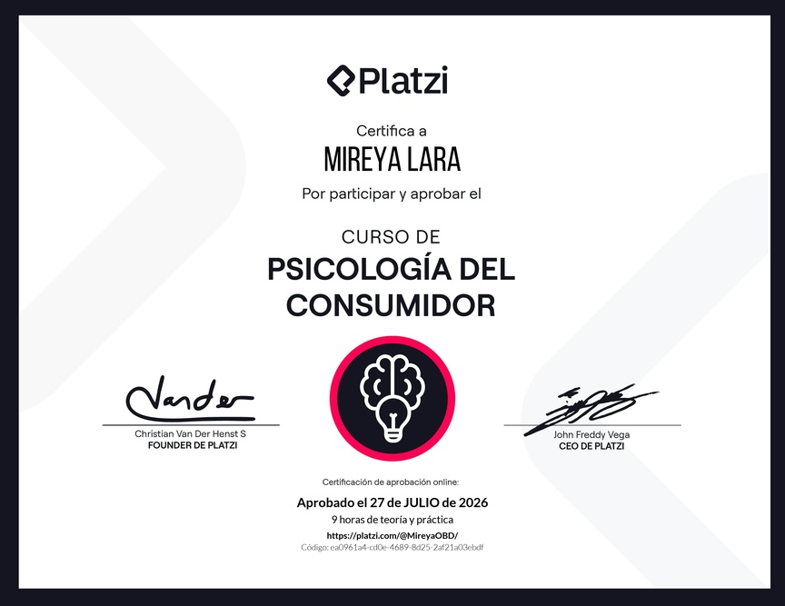 Diploma del Curso de Psicología del Consumidor