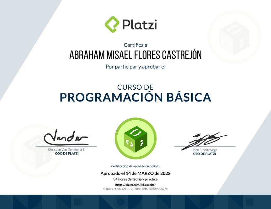 Diploma del Curso Básico de Programación