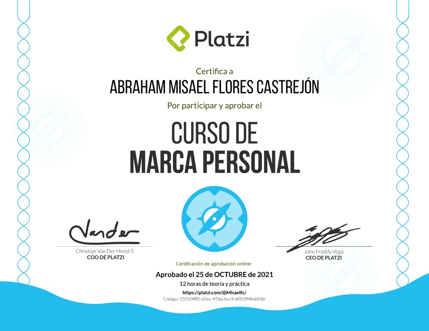 Diploma del Curso Gratis de Marca Personal 2018