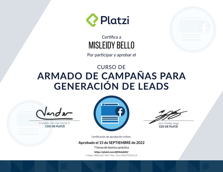 Diploma del Curso de Captación de Clientes con Meta Ads