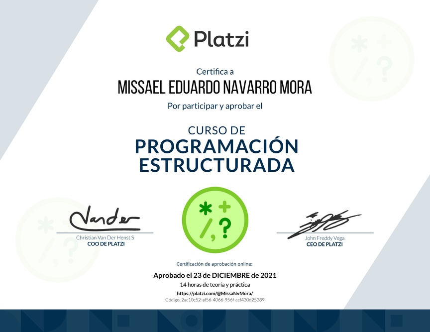 Diploma del Curso de Programación Estructurada
