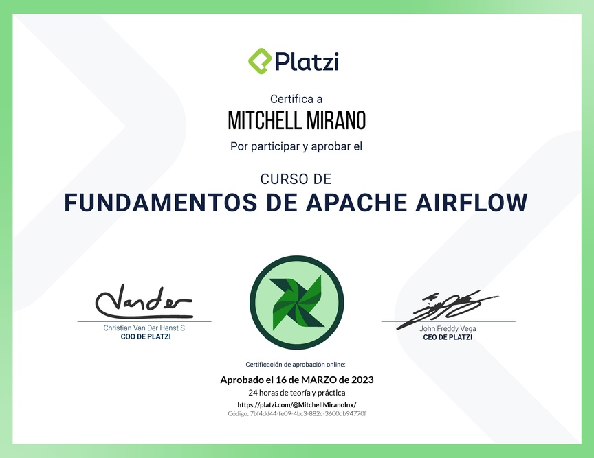 Diploma del Curso de Fundamentos de Apache Airflow