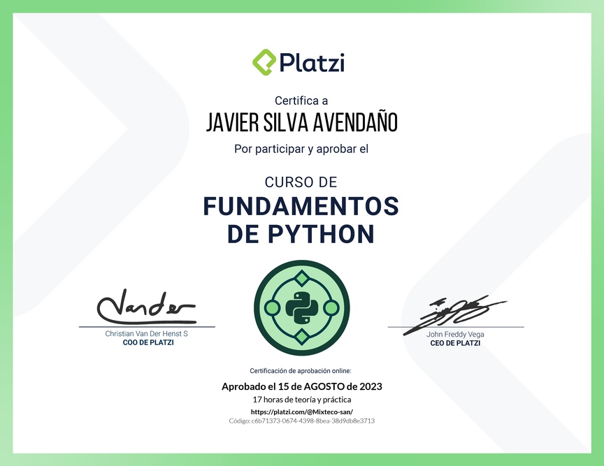 Diploma del Curso de Fundamentos de Python