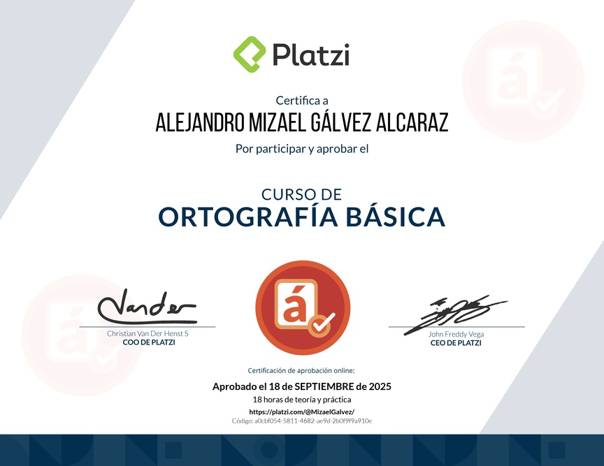 Diploma del Curso de Ortografía Básica