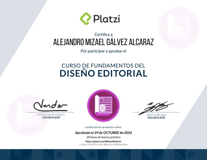 Diploma del Curso de Fundamentos del Diseño Editorial: Publicaciones Impresas y Digitales