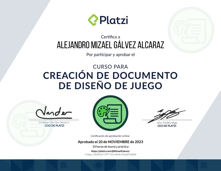 Diploma del Curso de Diseño de Videojuegos: El Documento de Diseño