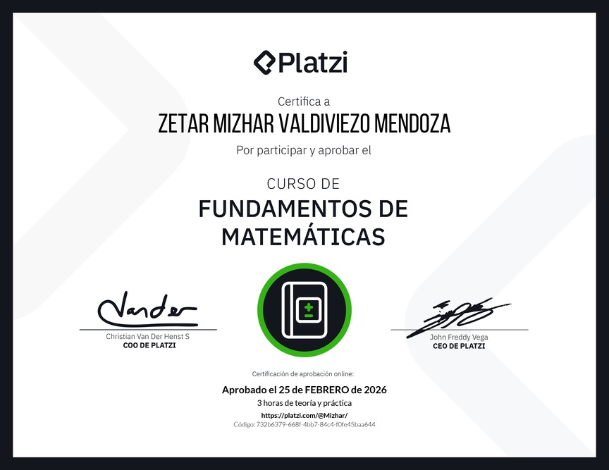 Diploma del Curso de Fundamentos de Matemáticas