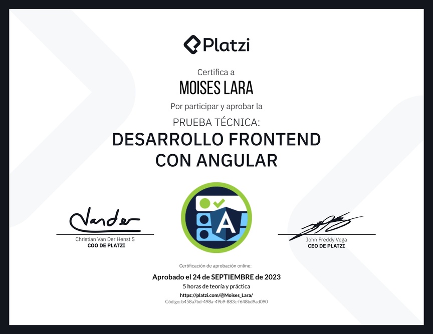 Diploma de Prueba Técnica: Desarrollo Frontend con Angular