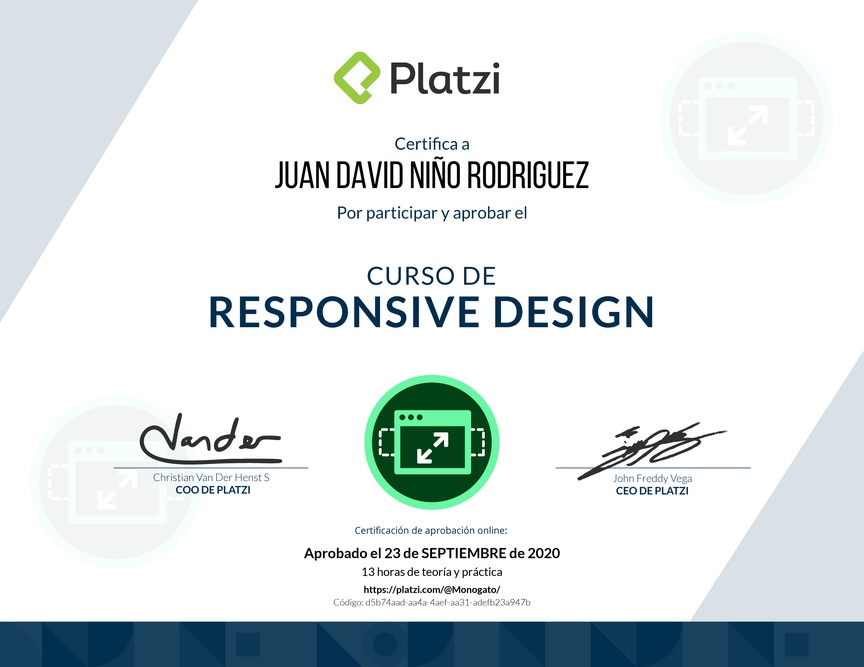 Diploma del Curso de Responsive Design