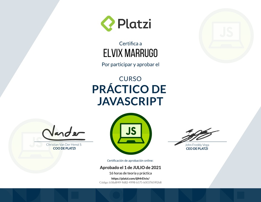 Diploma del Curso Práctico de JavaScript