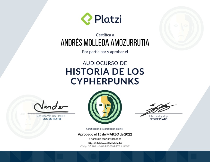 Diploma de Audiocurso de Historia de los Cypherpunks