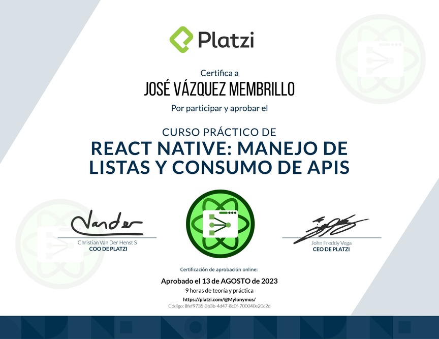 Diploma del Curso de React Native: Manejo de Listas y Consumo de APIs