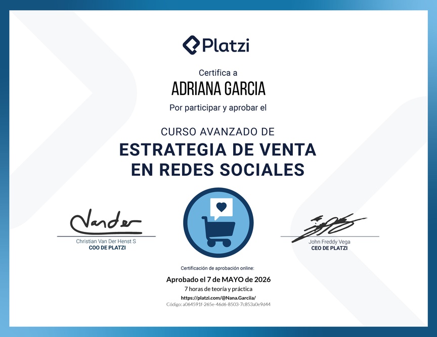 Diploma del Curso Avanzado de Estrategias de Venta en Redes Sociales