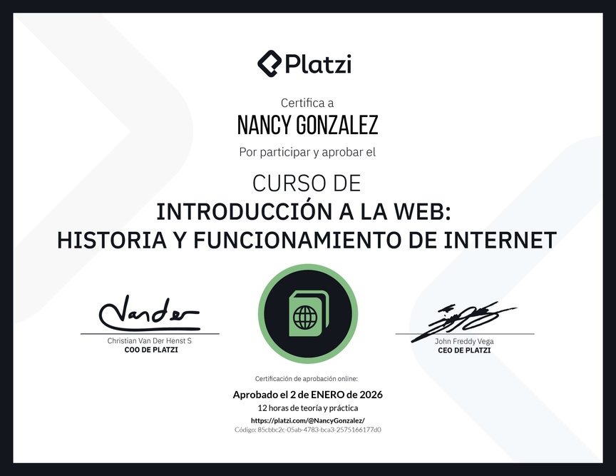 Diploma del Curso de Introducción a la Web: Historia y Funcionamiento de Internet