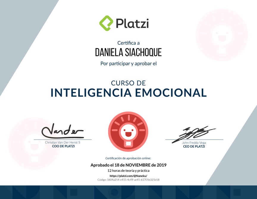 Diploma del Curso de Inteligencia Emocional