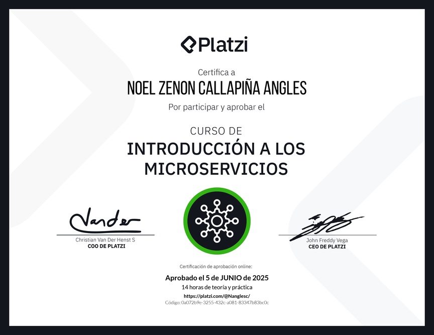 Diploma del Curso de Introducción a los Microservicios