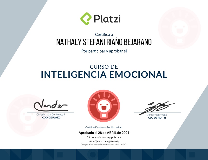 Diploma del Curso de Inteligencia Emocional