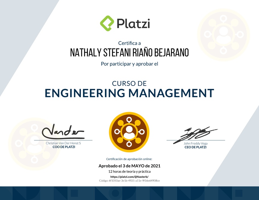 Diploma del Curso de Engineering Management