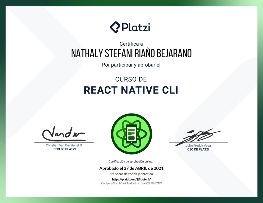 Diploma del Curso de React Native CLI