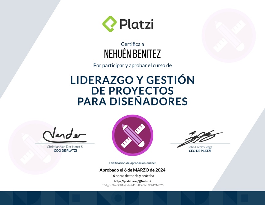Diploma del Curso de Gestión y Liderazgo en Diseño