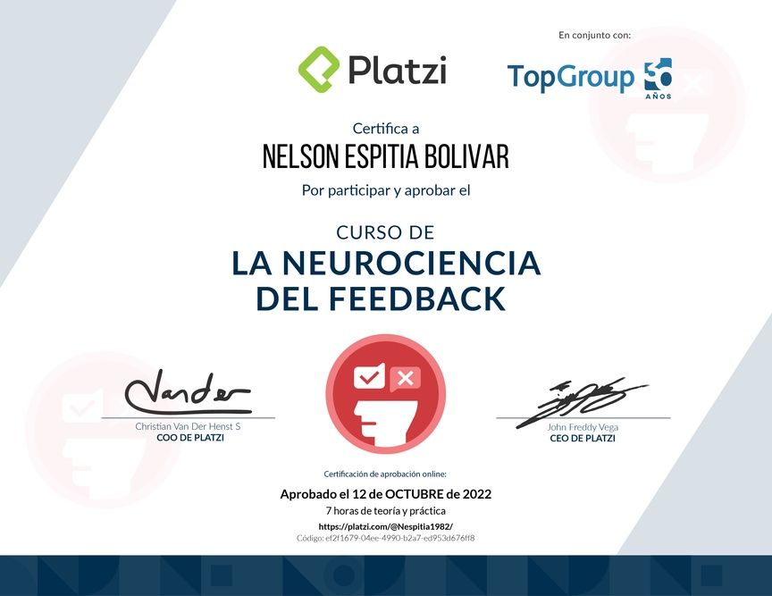 Diploma de Audiocurso sobre la Neurociencia del Feedback