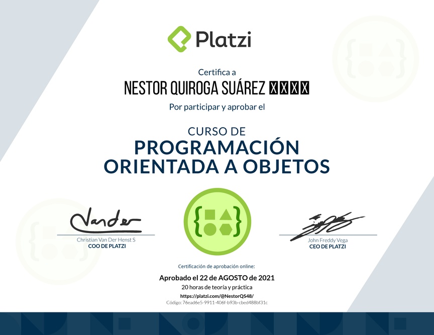 Diploma del Curso de Programación Orientada a Objetos: POO