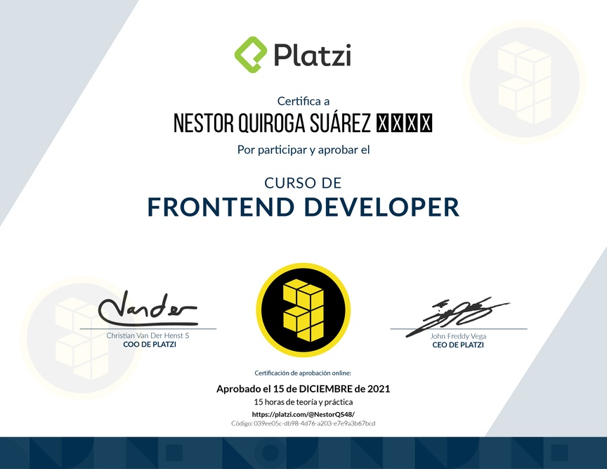 Diploma del Curso de Frontend Developer