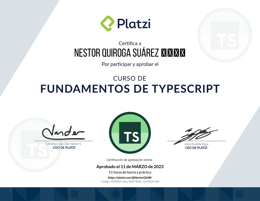 Diploma del Curso de TypeScript