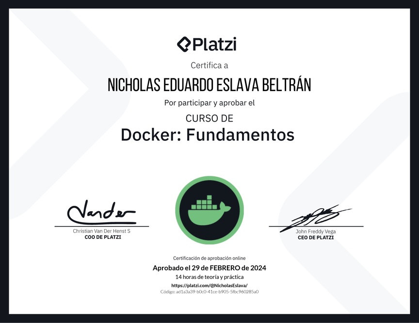Diploma del Curso de Docker: Fundamentos