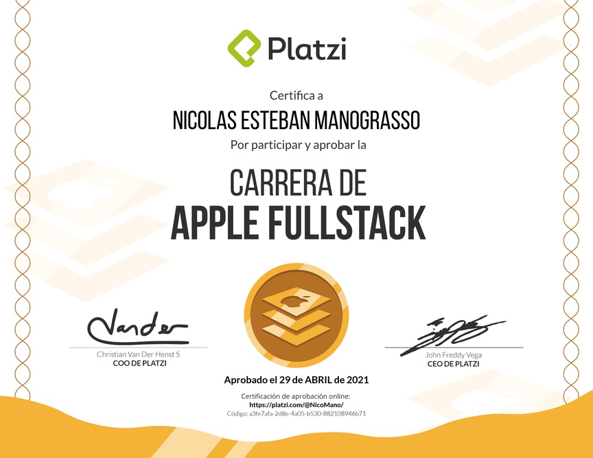 Diploma de la Ruta de Aprendizaje de Desarrollo de Aplicaciones iOS