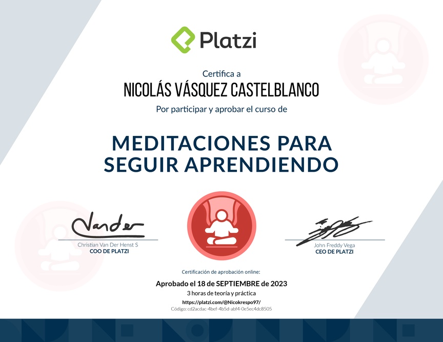 Diploma de Audiocurso de Meditación