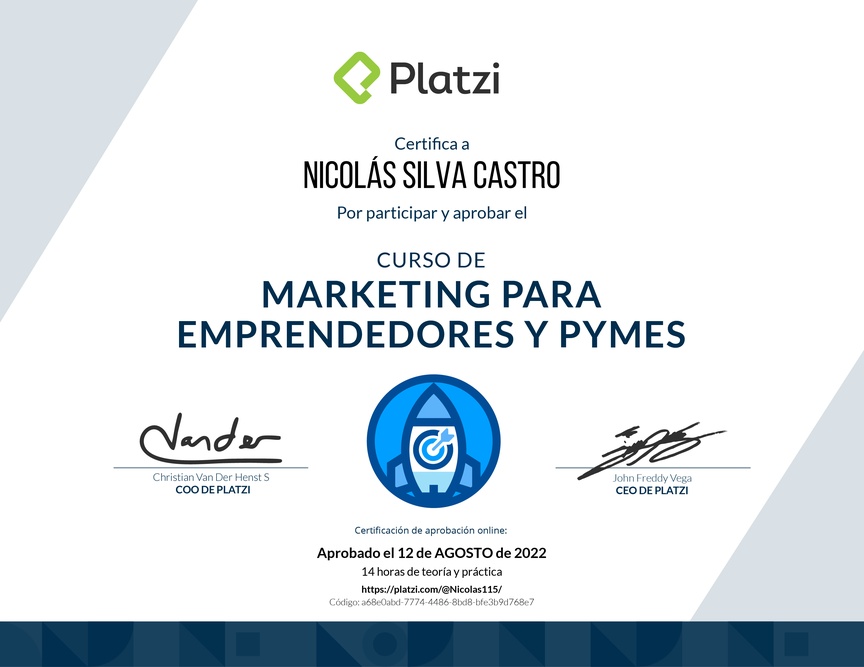 Diploma del Curso de Marketing para Emprendedores y PyMes