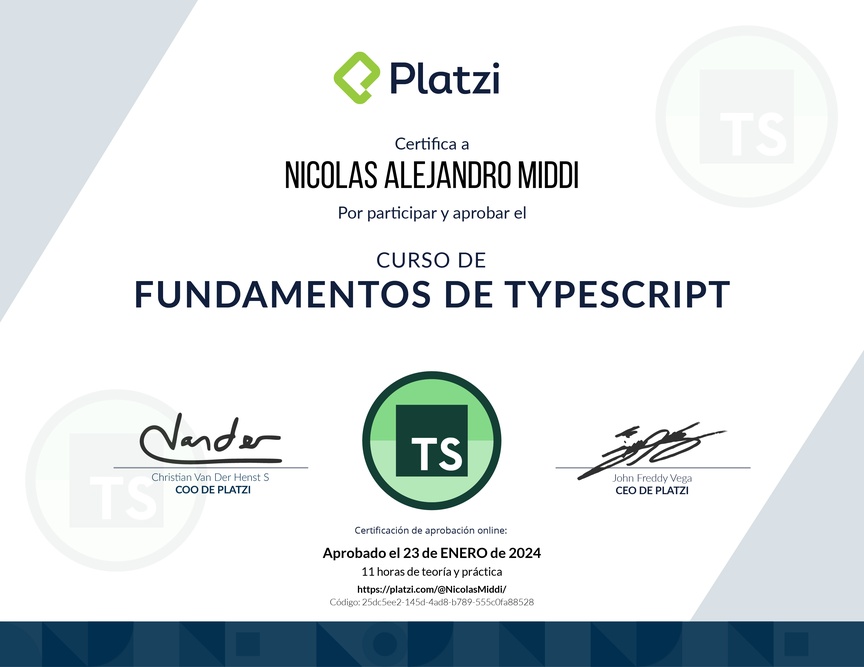 Diploma del Curso de TypeScript