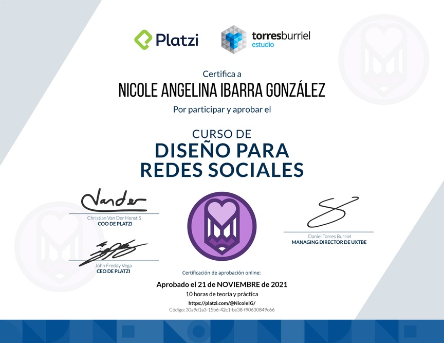 Diploma del Curso de Diseño para Redes Sociales